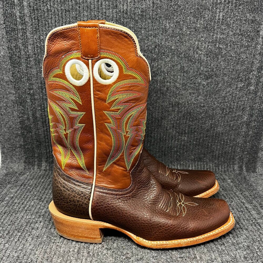 R. Watson Cowhide Hickory Brown Western Boots Leather Mens 8 D 8023